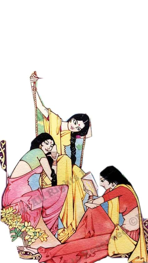 In Olden Days when all Ladies are Meet Together Tamil Drawing, Telugu Aesthetic, Bapu Bommalu, Human Painting, Tantra Art, South Asian Art, Color Drawing Art, Indian Art Gallery, Shiva Family