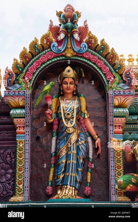 Download this stock image: Singapore-September 08,2019: Sri Krishnan Temple is a Hindu temple in Singapore. Built in 1870 and gazetted as a national monument of Singapore. - 2J5PAE7 from Alamy's library of millions of high resolution stock photos, illustrations and vectors. Antler Art Drawing, Goda Devi, Rangoli Images, Temple Images, Temple Work, Lakshmi Narayana, Alamy Stock Photo, Om Symbol Art, Temple Painting