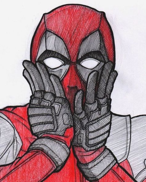 Deadpool Sketch, Deadpool Fan Art, Deadpool Drawing, Deadpool Artwork, Marvel Art Drawings, Avengers Drawings, Deadpool Art, Arte Doodle, Spiderman Drawing