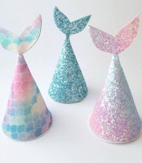 Mermaid Party Hats, Hat Birthday, Mermaid Hat, Mermaid Headband, Mermaid Birthday Party Decorations, Mermaid Birthday Cakes, Mermaid Party Ideas, Little Mermaid Party, Mermaid Crafts