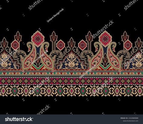 Modern Style Ethnic Border Design Illustrate Stock Illustration 2310989989 | Shutterstock Digital Lace Border, Borders Design, Digital Borders Design, Lace Border, Border Design, Image Illustration, Borders, Modern Style, Stock Illustration