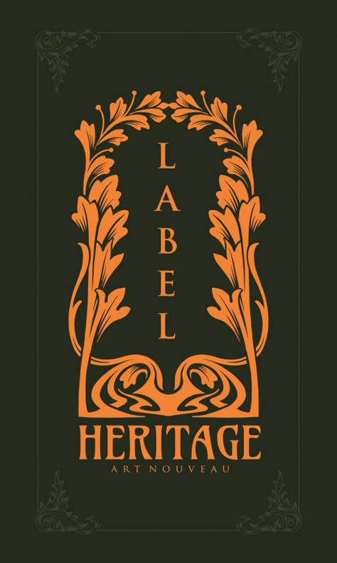 Vintage,  illustration heritage  art nou... | Premium Vector #Freepik #vector #flower #abstract #border #geometric Art Deco Label Design, Art Nouveau Geometric, Heritage Logo Design, Heritage Illustration, Timeless Font, Nouveau Tattoo, Heritage Art, Nouveau Illustration, Design Art Nouveau