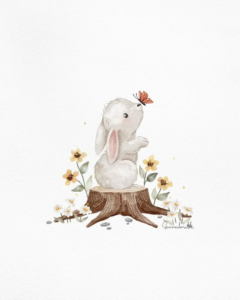 Sanna Sjöström • Illustrator (@sannadorable) • Fotos y videos de Instagram Watercolor Animals Illustration, Snoopy Illustration, Cute Baby Illustration, Nursery Drawings, Watercolour Nursery Art, Bunny Illustration, Nursery Illustration, Baby Illustration