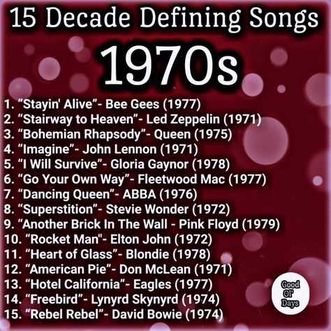 70s Songs Playlists, 70s Playlist, Happy Songs Playlist, Songs Everyone Knows, Music Lists, 70s Songs, Happy Songs, Song Lists, 1970s Music