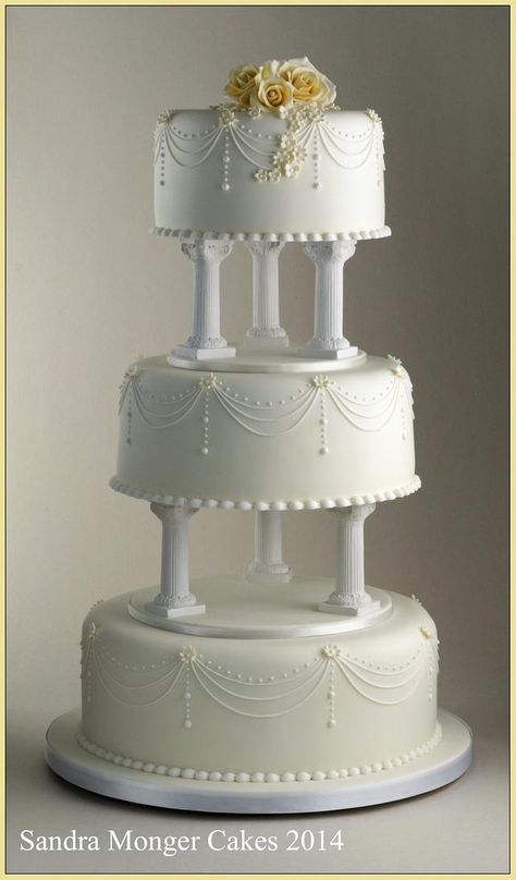 Stacking A Wedding Cake, Cake Pillars, 4 Tier Wedding Cake, Country Wedding Cakes, Traditional Wedding Cakes, Traditional Wedding Cake, Wedding Cakes Blue, Fall Wedding Cakes, Weddings By Color