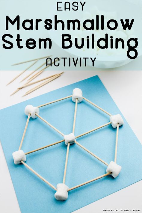 Kids will love learning when given an opportunity to learn with this fantastic toothpick and marshmallow stem building activity! Tent Stem Challenge, Building With Marshmallows And Toothpicks, Gum Drop Stem Activity, Toothpick And Marshmallow Stem Challenge, Marshmallow Building Activity, Stem Marshmallows And Toothpicks, Marshmallow Crafts Preschool, Marshmallow And Toothpick Building, Marshmallow Stem