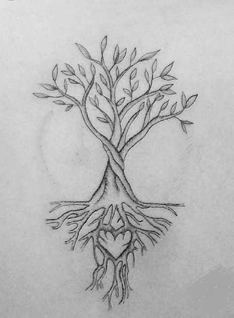 Tree With Heart Roots Tattoo, Tree Hand Tattoos For Women, Tree Of Life Heart Tattoo, Rooted And Grounded In Love Tattoo, Boho Memorial Tattoo, Rooted Tattoo Ideas, Drawings That Represent Growth, Nature Memorial Tattoo, Mother Daughter Nature Tattoos