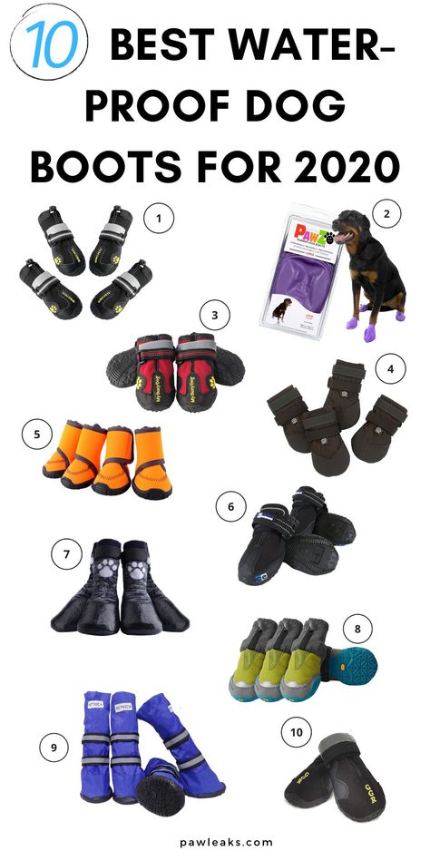 If you’re planning to go on a hiking trip in the rocky mountains, check out some beaches on hot days, or you’re just looking to keep your dog dry on the rainy days – we have reviewed the 10 best waterproof dog boots so you can find the one that fits your dog perfectly. This article will guide you to the best waterproof dog boots for your pet. You will also find other information about dog shoes below. #dogs #boots #products Diy Dog Shoes, How To Make Dog Boots Diy Free Pattern, Dog Products Must Have, Dog Boots Diy, Sewing Dog Boots, Diy Dog Boots Winter, Shoes For Dogs, Boots For Dogs, Dog Hiking Essentials