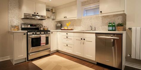 Basement Suite Ideas, Basement Kitchens, Basement Rental, Easy Basement Ceiling, Basement Kitchen Ideas, Basement Apartment Ideas, Contemporary Basement, Basement Suite, Basement Kitchenette