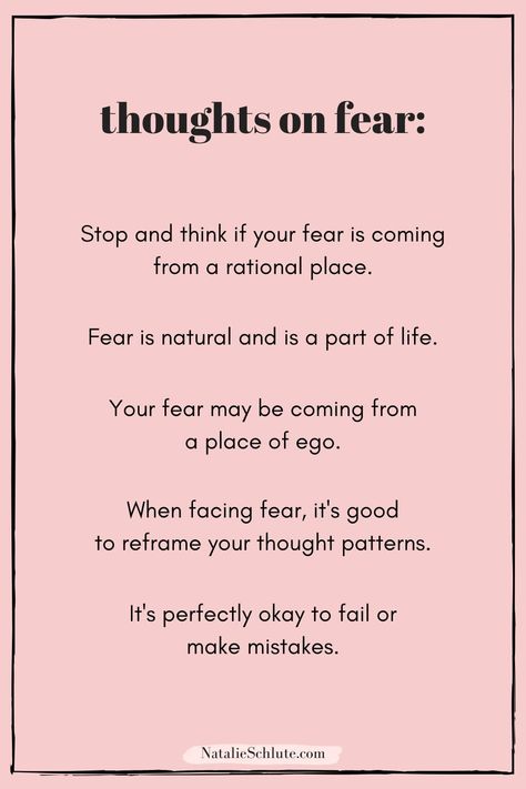 Life isn't about living with no fear at all—it's about learning how to co-exist with it. As you move through uncharted territory, there's always going to be an element of fear. Instead of ignoring or running away from it, just be with it, and learn to let go. Let Go Of Fear, Fear Affirmations, How To Let Go Of Fear, No Fear Affirmations, Letting Go Of Fear Affirmations, The Fear Of Failure, How To Overcome Fear Of Failure, Dont Fear Failure, Manifestation Spells