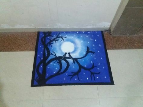 Rangoli Design | Scenery | Peace | Rangoli by Riddhi Shah Rangoli Scenery Designs, Scenery Rangoli, Rangoli Painting, Poster Rangoli, Very Easy Rangoli Designs, Model Blouse, Circle Canvas, Drawing Competition, Colorful Rangoli