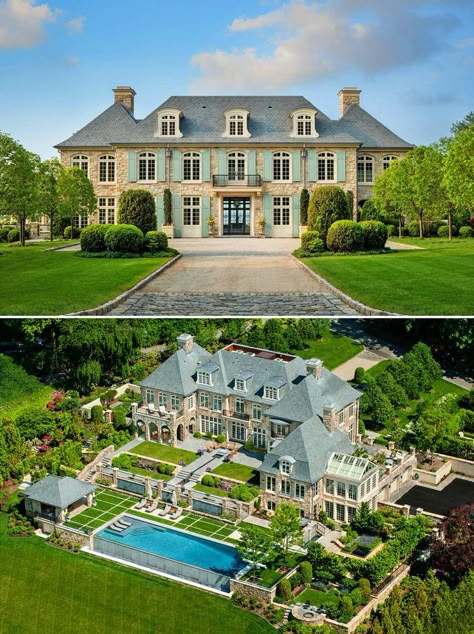 House Plans Mansion Luxury, Dream House Mansions Luxury Modern, Castle Design House, Chateau Style Homes, French Mansion Exterior, Modern Mansion Exterior Luxury, French House Exterior, Luxury Mansion Exterior, Luxury Homes Dream Houses Mansions