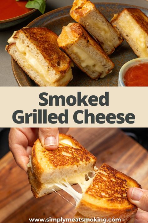 Try our smoked grilled cheese for a delicious twist on a classic sandwich. Using smoked gouda and sourdough bread, this recipe is great for lunch, dinner, or as a side. It's easy to make and pairs perfectly with tomato soup. Perfect for kids and adults, it's a must-try recipe. Click to see the recipe for smoked grilled cheese. Smoked Grilled Cheese, Gouda Grilled Cheese Sandwiches, Different Grilled Cheese Recipes, Adult Grilled Cheese Sandwiches, Swiss Grilled Cheese, Grown Up Grilled Cheese, Healthy Grilled Cheese, Bbq Chicken Bites, Bbq Snacks