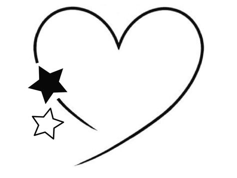 Star And Heart Tattoos, Heart With Bow Tattoo, Wrist Star Tattoos For Women, Heart With Stars Tattoo, Stars And Hearts Tattoos, Heart Stencil Tattoo, Star And Heart Tattoo, Heart Star Tattoo, Heart And Star Tattoo