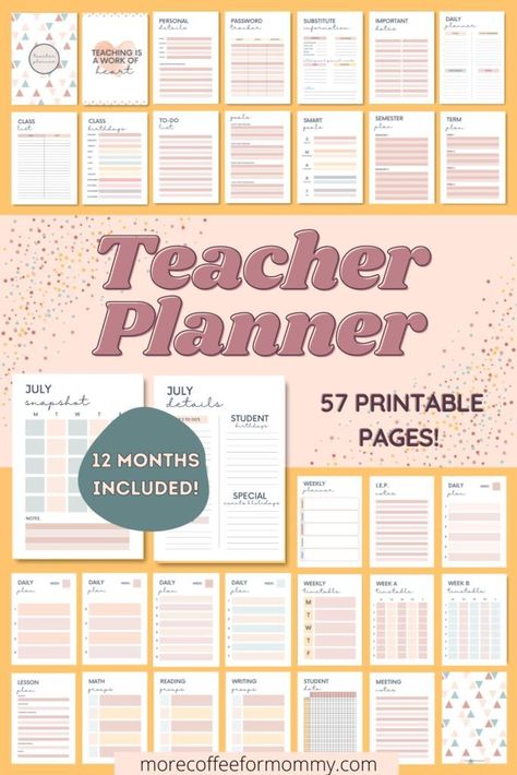 Free Teacher Lesson Planner, Teaching Planner Templates, Teacher Journal Planner, Teacher Weekly Planner Free Printable, Weekly Teacher Planner Template, Teacher Binder Printables Free Templates, Teachers Planner Ideas, Free Digital Homeschool Planner, Teacher Planning Template