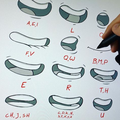 Mitch Leeuwe on Instagram: “Drawing mouth pronunciations. Every letter has its own mouth and tongue gesture. These sheets are often being used for animation. Working…” Drawing Mouths, Drawing Mouth, Mitch Leeuwe, Mouth Animation, Anime Mouth, Into Drawing, Anime Mouths, الفن الرقمي, Drawing Face Expressions