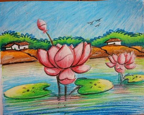 Ladybird Drawing, Nature Drawing Pictures, Subject Drawing, Basic Drawing For Kids, Chocolate Drawing, Scenery Drawing For Kids, Lotus Drawing, Oil Pastel Landscape, Colored Pencil Art Projects