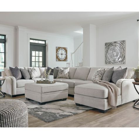 White Ottoman, Furnitur Ruang Keluarga, Sectional With Chaise, Contemporary Sectional, Fabric Storage Ottoman, Sofa L, Transitional Furniture, In The Now, Family Furniture