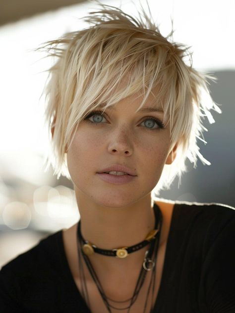 Short Choppy Haircuts: Stylish Ideas for All Hair Types and Face Shapes Rocker Bob Haircut, Short Piecy Hair Cuts, How To Style Short Shaggy Hair, Short Shaggy Haircuts For Fine Hair, Edgy Shag Haircuts Choppy Layers, Short Hair For Thick Hair Round Face, Short Shag Haircuts For Thick Hair, 2024 Pixie Trends, Choppy Pixie Cut With Bangs