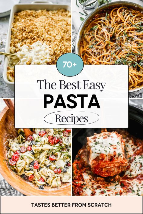 Assortment of easy pasta dishes. Quick and delicious recipes perfect for dinners or side dishes. Easy Cajun Chicken Pasta, Pasta Casseroles, Creamy Carbonara, Easy Suppers, Amazing Pasta, Fresh Pasta Recipes, Mini Meals, Shrimp Linguine, Chicken Fajita Pasta