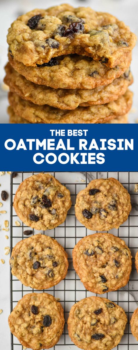 These Oatmeal Raisin Cookies are perfectly crisp on the outside and soft and chewy on the inside, exactly the way you would want them to be. Soft Oatmeal Raisin Cookies, Oatmeal Raisin Cookies Recipe, Raisin Cookies Recipe, Best Oatmeal Raisin Cookies, The Best Oatmeal, Oatmeal Cookies Easy, Cookie Recipes Oatmeal Raisin, Oatmeal Raisin Cookies Chewy, Healthy Oatmeal Cookies