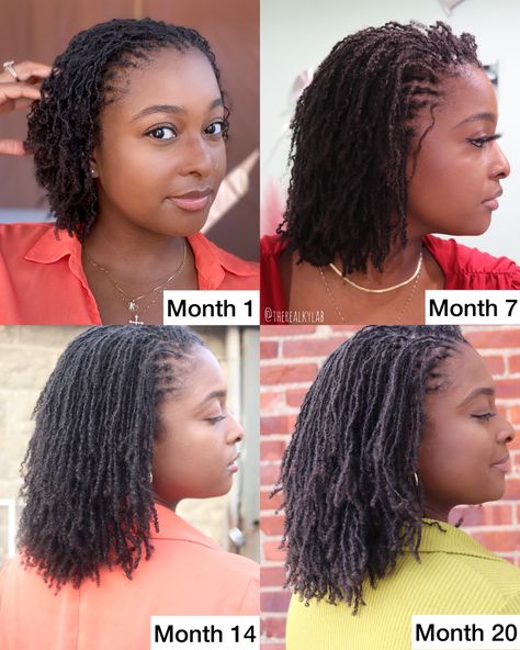 20 months of loc growth. Sister Locks Hairstyles, Loc Growth, Sister Locks, Natural Hair Woman, Sisterlocks Styles, Natural Hair Bun Styles, Sister Locs, Short Locs Hairstyles, How To Grow Natural Hair