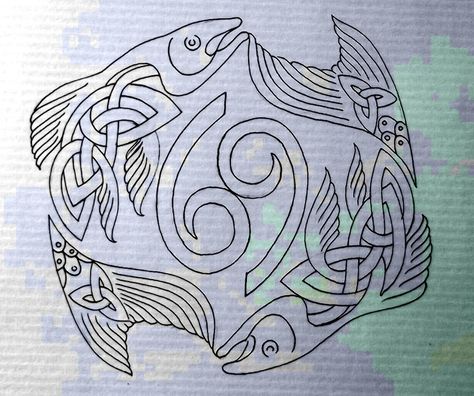 Celtic Fish, Pisces Constellation Tattoo, Pisces Tattoo Designs, Viking Embroidery, Celtic Artwork, Pisces Fish, Zodiac Signs Symbols, Pisces Tattoos, Zodiac Tattoo