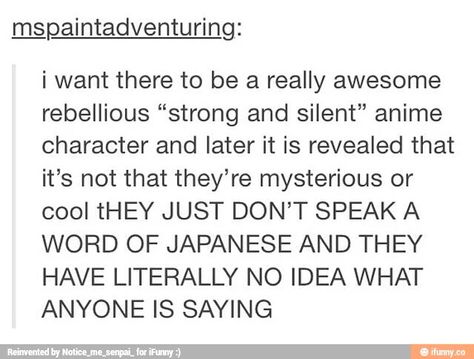 This should happen! Someone make this happen!!! Strong Silent Type, Writing Inspiration Prompts, A Silent Voice, Superwholock, What’s Going On, May 23, Tumblr Funny, Tumblr Posts, Writing Inspiration