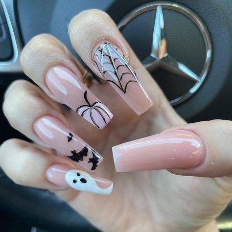 Instagram Horror Nails, Holloween Nails, Halloween Acrylic Nails, Cute Halloween Nails, Pumpkin Nails, Fall Acrylic Nails, Halloween Nail Designs, Luxury Nails, Fire Nails