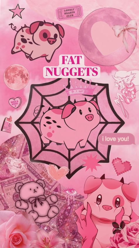 Fat Nuggets! #fatnugget #hazbinhotel #pink #pig #demon #cute #pinkcore #angel #angeldust Demon Cute, Fat Nuggets, Hazbin Hotel, Angel, I Love, Hotel, Pink