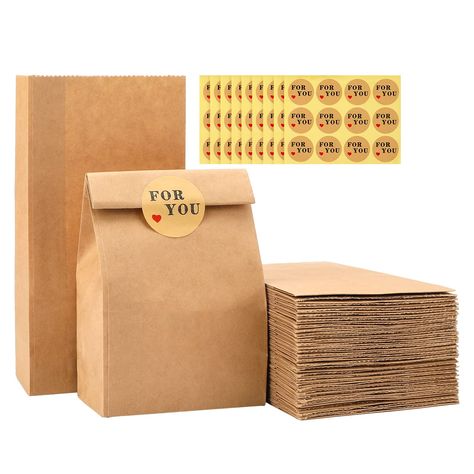 PRICES MAY VARY. 【100PCS Brown Paper Bags】You will get 100 pcs kraft paper bags bulk and 108pcs "For You" stickers (9 sheets); individual size: 3.5x2.1x7 inches (9x5.5x18cm). 100pcs can be used as party paper bags, stationery storage bags, snack storage bags, and gift paper bags. 【High-Quality Brown Paper Bag】These small paper bags are made of 70GSM kraft paper, good quality, recyclable, and have no peculiar smell. enough sturdy, not tearing easily, and no plastic, no peculiar smell, they are bi Candy Paper Bag, Mini Paper Bag, Advent Bags, Brown Paper Lunch Bags, Calendar Advent, Paper Party Bags, Small Paper Bags, Paper Lunch Bags, Paper Lunch