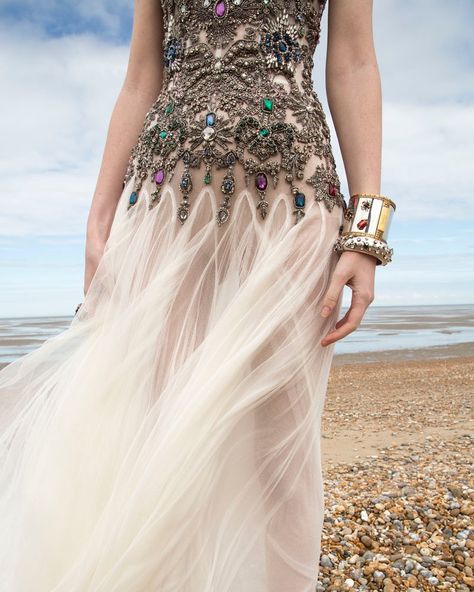 Alexander McQueen on Instagram: “An ivory silk tulle corset dress embellished with mercury jewelled regalia hand embroidery.  From the Spring/Summer 2020 pre-collection.…” Hand Embroidery On Dress, Angelic Style, Tulle Corset Dress, Tulle Corset, Unique Fashion Outfits, Wedding Wonderland, Alexander Mcqueen Fashion, Mc Queen, Mcqueen Fashion