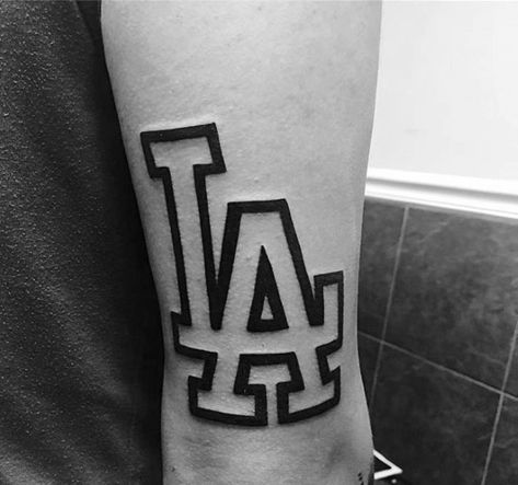 60 Los Angeles Dodgers Tattoos For Men - Baseball Ink Ideas Dodgers Tattoo Men, La Hand Tattoo, La Tattoo Lettering, Los Angeles Tattoo Design, La Tattoo Ideas Los Angeles, La Tattoo Ideas Los Angeles Tat, La Logo Tattoo, La Tattoo Design, La Tattoo Los Angeles Design