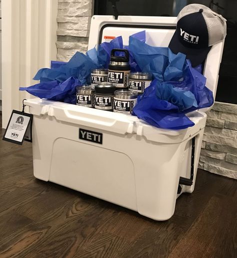 Yeti cooler package raffle prize #yeti #Raffle #fundraisingideas #tundracooler #yetitundra #fundraiser #raffleideas Stag And Doe Prizes Silent Auction, Yeti Basket Ideas, Golf Tournament Silent Auction Items, Wedding Social Prizes Auction Baskets, Yeti Cooler Gift Basket Ideas, Stag Party Raffle Prize Ideas, Social Prize Ideas, Yeti Cooler Raffle Basket Ideas, Yeti Raffle Basket Ideas