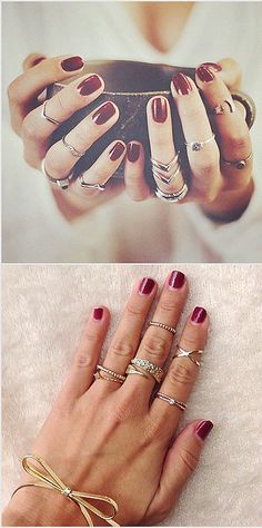 I've never worn a lot of rings, but these ideas are so pretty, I just might change my mind. . Diy Nails, Wear Multiple Rings, Lots Of Rings, Holiday Nails Thanksgiving, Fall Thanksgiving Nails, Fall Toe Nails, Hats Ladies, Holloween Nails, Self Nail