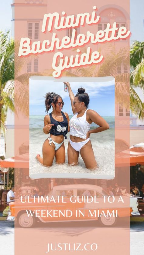 The ultimate Miami Bachelorette Guide + Itinerary!! Best places to eat, party, and some amazing photo opps! All you need when asking "What to do in Miami?" Miami Beach Bachelorette Party Theme, Bachelorette Itinerary Miami, Miami Bachelorette Shirts, Bachelorette Miami Ideas, Miami Bachelorette Party Ideas, Bachelorette Party Ideas Miami, Bachelorette In Miami, Bachelorette Inspo Miami, Miami Bachelorette Party Decorations