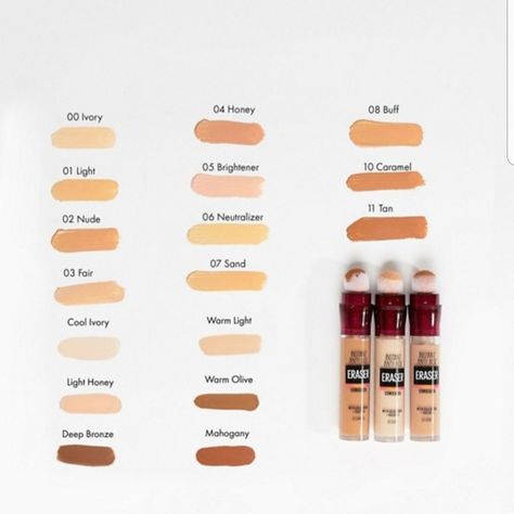 Maybelline Concealer Swatches, Born This Way Concealer Swatches, Maybelline Concealer Shades, Corrector Maybelline, Maybelline Concealer, Born This Way Concealer, Magic Makeup, Concealer Shades, Remove Dark Circles