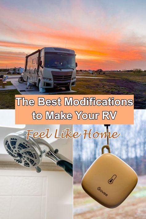 If you're new to RVing and you're looking for some easy ways to make your RV as comfortable as your home, look no further than this epic list of camper modifications. RV Upgrades DIY // RV Modifications // RV Newbies // Camper Upgrades Rv Newbies, Camper Upgrades, Rv Modifications, Camper Modifications, Rv Life Hacks, Rv Upgrades, Rv Mods, Camping 101, Bus Living