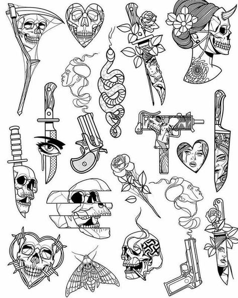 Tato Flash, Tato Tradisional, Tattoo Old School, Men Tattoos, Flash Tattoo Designs, Tattoo Flash Sheet, Doodle Tattoo, Sketch Tattoo Design, Tiny Tattoo