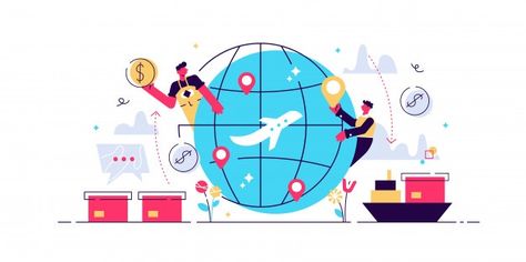 Globalisation flat illustration, people ... | Premium Vector #Freepik #vector #world #globe #earth #airplane Illustration People, Business Network, Wallpapers Android, World Wide Web, Internet Technology, International Business, Business Networking, Business Illustration, Flat Illustration