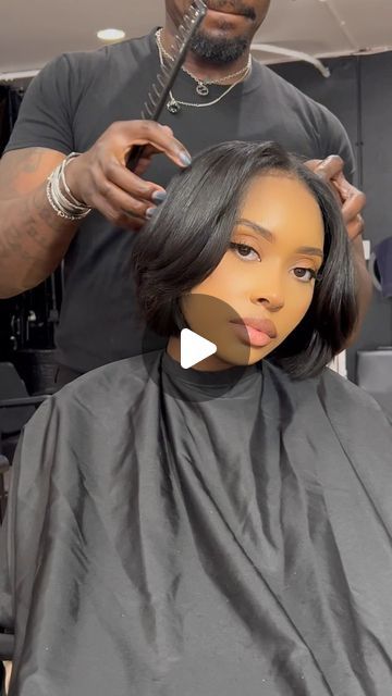 K Brunson (Designs By KB) on Instagram: "Definitely How We Roll Over Here 😍 #naturalhair #healthyhair #hairtransformation #satisfying #haircut #shorthair #bob #bocut #hairstyle #blackhair #hair #hairgoals #love #hairlife #hairstylist #lahair #atlhair #lahairstylist #atlantahairstylist #hairdo #hairdresser #losangeles #atlanta #beforeandafter #viral #reels #reelsinstagram #viralvideos #KBrunson #TheHAIRGOD ….. YOU COULD BE NEXT" Short Bouncy Bob, Nicki Minaj Bob Hairstyles, Short Bob Black Hairstyles, Transition From Pixie To Bob Growing Out Short Hair, Natural Hair Looks Black Women, Short Bob Sew In Weave With Closure Side Part, Layered Bob Hairstyles For Black Women Middle Part, Rihanna Bob Hairstyles, Short Bob Hairstyles For Black Women Middle Part