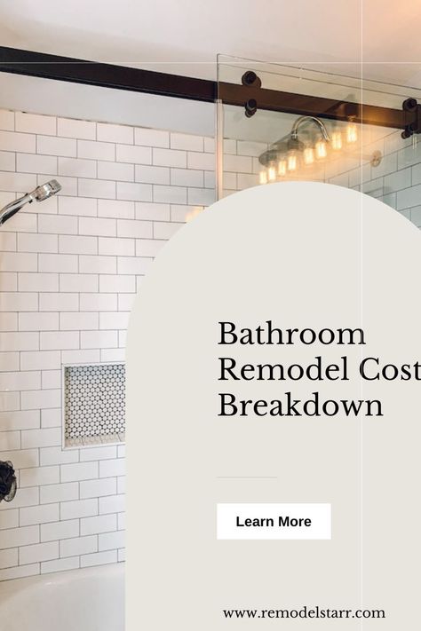 If you are considering a bathroom remodel, your first thought is, “how much will this cost?” Knowing a bathroom remodel cost breakdown is essential for every homeowner to plan and save. | Bathroom Remodel | Bathroom Remodel Ideas | Bathroom Remodel On A Budget | Small Bathroom Remodel | Master Bathroom Remodel | Small Bathroom Remodel Before And After Renovation Master Bath, Bathroom Remodel Master Bath Before And After, Bathroom Renovation Checklist, Budget Shower Remodel, 90s Master Bath Remodel, Long Narrow Master Bath Layout, Basic Bathroom Remodel, 60s Bathroom Remodel, 90s Bathroom Remodel