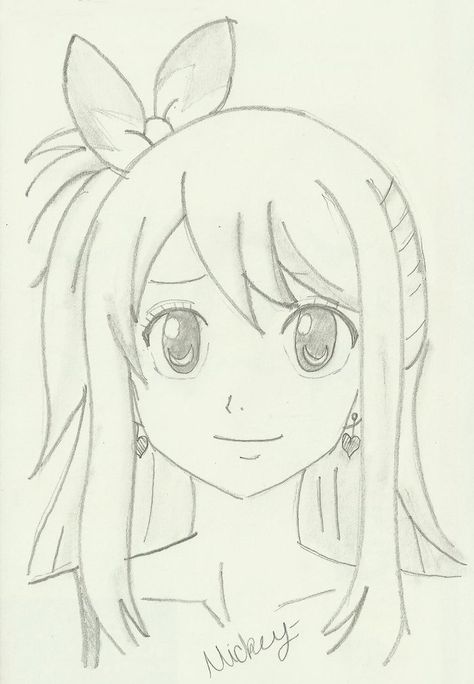 Lucy Heartfilia from Fairy Tail. Fairy Tail Drawings Easy, Art Sketches Anime Easy, Disney Drawings Sketches, Girl Drawing Sketches, Disney Art Drawings, Lucy Heartfilia, Girly Drawings, Cartoon Girl Drawing, My Drawings