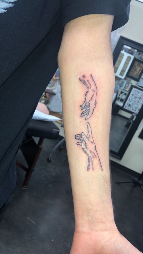 Adam touching God tattoo 🤩 (Yes this is my arm) The Touch Of God Tattoo, Touch Of God Tattoo, Touch Of God, Adam Tattoo, Tats Ideas, God Tattoo, God Tattoos, Tattoo Inspo, Memento Mori