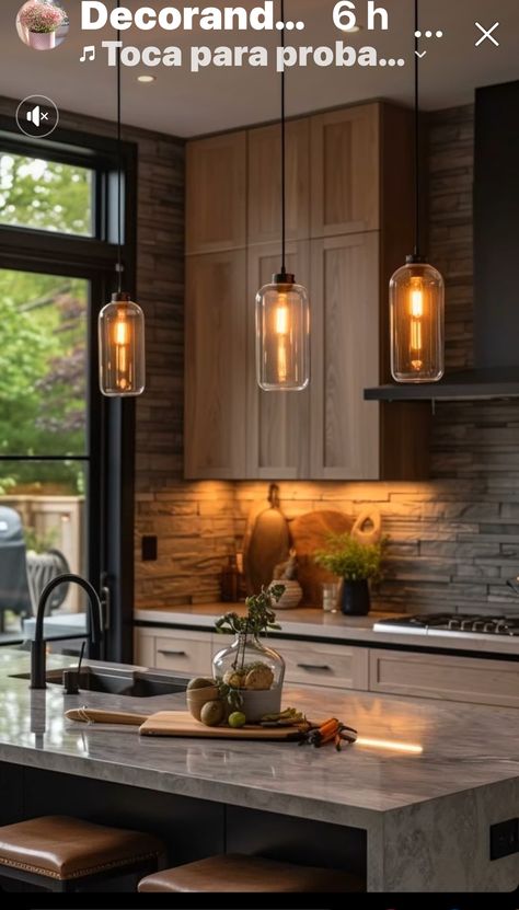 Open Kitchen Lighting Ideas, Kitchen Island Lighting Ideas, Pendant Lighting Ideas, Sleek Modern Kitchen, Island Lighting Ideas, Kitchen Island Pendant Lights, Island Pendant Lighting, Open Plan Kitchen Living Room, Beach House Kitchens