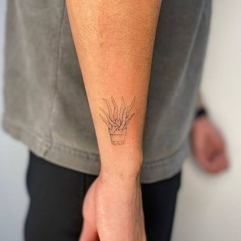 Manly Plant Tattoo, Snake Plant Tattoo Simple, Aloe Vera Plant Tattoo, Aloe Plant Tattoo, Mini Plant Tattoo, Minimal Plant Tattoo, Snake Plant Tattoo, Plant Tatoos, Aloe Tattoo