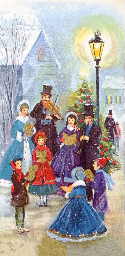 Old Christmas Post Сards — Carolers (626×1280) Sleep In Heavenly Peace, Silent Night Holy Night, Christmas Carolers, Old Time Christmas, All Is Bright, All Is Calm, Vintage Christmas Images, Christmas Graphics, Old Christmas