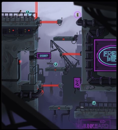 ArtStation - Scifi Level Design Sample, Joshua Jay Christie Rick And Morty Game, Game Level Design, Game Environment, Environment Art, Pixel Art Games, Level Design, Pixel Art Design, Platform Game, City Design