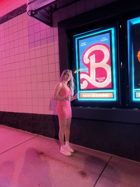 Barbie Movie Theater, Barbie Photoshoot, Aesthetic Barbie, Movie Outfit, Neon Poster, Life Activities, Movie 2023, Barbie Movie, 2023 Vision