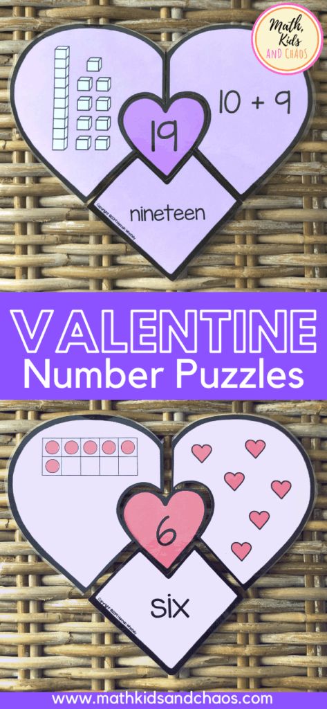 Heart Math Preschool, Shaped Puzzles, Valentine Math Activities, Holiday Math Activities, Character Trait Worksheets, Easy Math Activities, Counting Puzzles, Math Mats, Math Valentines